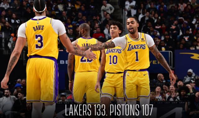 26分大胜为湖人回血 拉塞尔打出赛季最佳表现